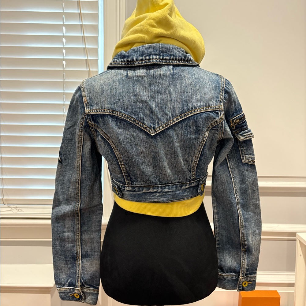 Y2K Fall Cropped Denim Jacket with removable hood - Picture 2 of 8